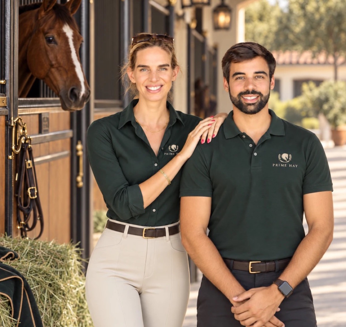 João and Marlot, founders of Prime Hay, in the hay barn