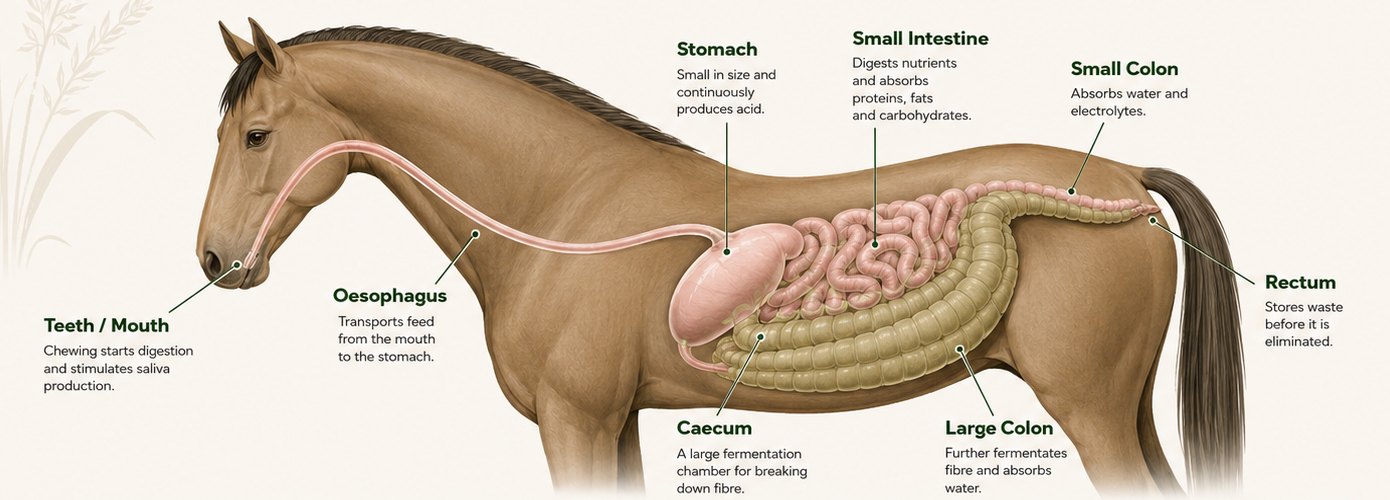 El tracto digestivo del caballo